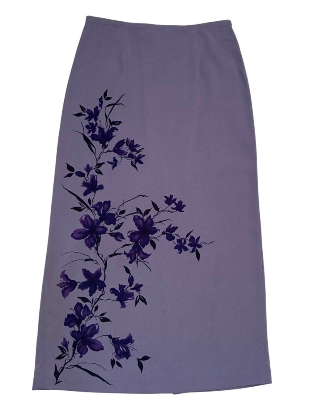 Norton McNaughton 8P Purple Dark Floral Midi Pencil Skirt Romantic Vintage Fall
